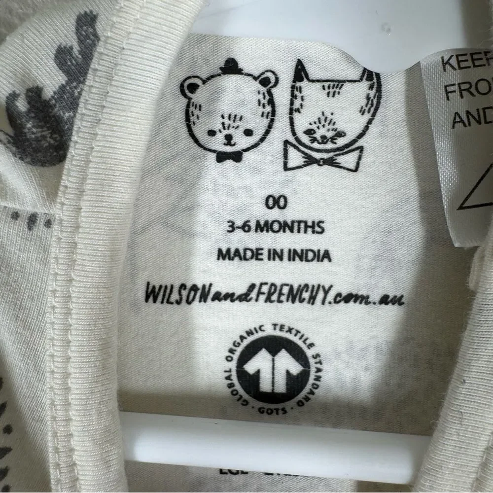 Wilson & Frenchy Organic Cotton One Piece Woodland Animals Size 3-6 Months